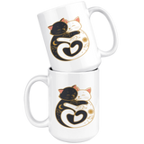 Day and Night Hugging CATS 11oz or 15oz COFFEE MUG