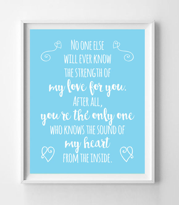 The Sound of My Heart from the Inside Nursery 8x10 Wall Art Decor PRINT Blue Color - J & S Graphics