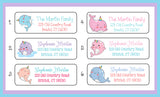 Cute Narwhal Address Labels, Return Address Labels, Summer, Ocean life