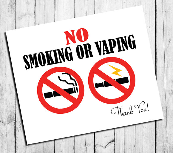Business Sign 8x10 Instant Download No SMOKING No VAPING Instant download sign - J & S Graphics