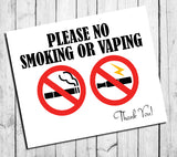 Business Sign 8x10 Instant Download No SMOKING No VAPING Instant download sign - J & S Graphics
