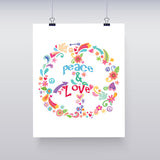 FLOWERS and HEARTS PEACE and LOVE SIGN 8x10 Wall Art INSTANT DOWNLOAD - J & S Graphics