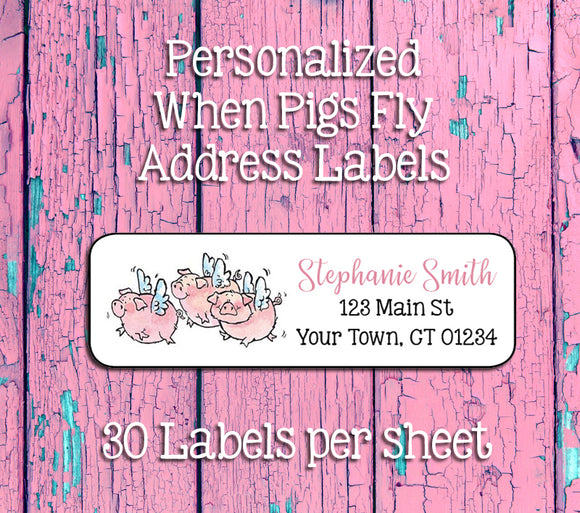 Personalized WHEN PIGS FLY 30 Return ADDRESS Labels - J & S Graphics