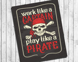 WORK LIKE A CAPTAIN, PLAY LIKE A PIRATE Digital "Faux Chalkboard" Design Typography Wall Decor INSTANT DOWNLOAD - J & S Graphics