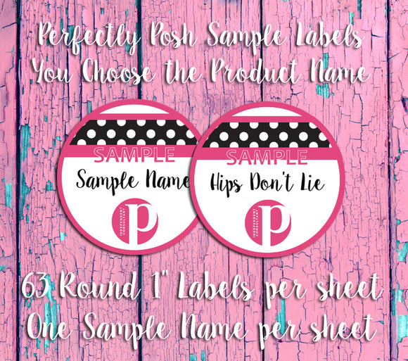 Perfectly Posh Round Sample Labels with Sample Names, NEW POSH LOGO - J & S Graphics