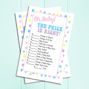 The PRICE IS RIGHT BABY Shower GAME, Instant Download, Baby Shower / Sprinkle Game, Home Parties - J & S Graphics
