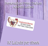 Country PRIM CHICKEN Address Labels and Matching Seals, Sets of 30, Personalized - J & S Graphics