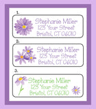 Personalized Purple Watercolor Daisies Labels, Property of, Address Labels, Sets of 30 Labels