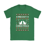 Ugly Christmas Sweater T-SHIRT Meowy Christmas Cat Women's T-Shirt