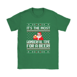 Ugly Christmas Sweater T-SHIRT Wonderful Time for a Beer, Santa T-Shirt