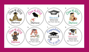 GRADUATION PARTY 2" ROUND Personalized Favor LABELS, Class of 2017, Class of 2018 - J & S Graphics