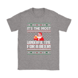 Ugly Christmas Sweater T-SHIRT Wonderful Time for a Beer, Santa T-Shirt