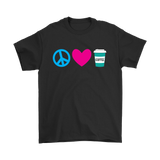 Peace, Love, and Coffee Short Sleeve Men's T-shirt - J & S Graphics