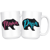 MAMA BEAR and PAPA BEAR 15 oz COFFEE MUG Set