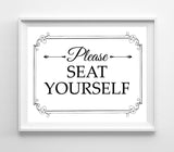 Printable Please Seat Yourself Instant Download Restaurant 8x10 4 Styles to choose from - J & S Graphics