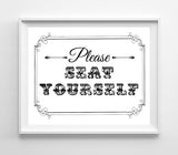 Printable Please Seat Yourself Instant Download Restaurant 8x10 4 Styles to choose from - J & S Graphics