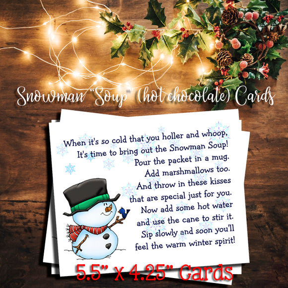 Christmas Instant Download SNOWMAN SOUP Label for your Hot Chocolate Goody Bags CHRISTMAS Cards Labels for Goody Bags, Fun for Kids and Adults! - J & S Graphics