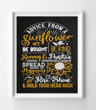 Advice from a Sunflower 8x10 Instant Download Print Faux Chalkboard or White Background