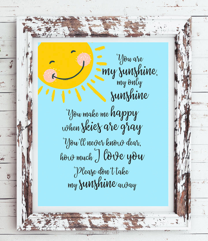 You Are My Sunshine Lyrics Nursery Digital Art Print 