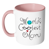 WORLD'S COOLEST MOM Color Accent Coffee Mug - J & S Graphics
