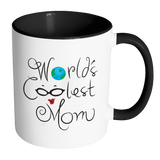 WORLD'S COOLEST MOM Color Accent Coffee Mug - J & S Graphics