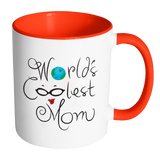 WORLD'S COOLEST MOM Color Accent Coffee Mug - J & S Graphics