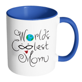 WORLD'S COOLEST MOM Color Accent Coffee Mug - J & S Graphics