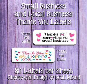 SHOP LOCAL and SUPPORT SMALL BUSINESS Order Package Labels, Sets of 30