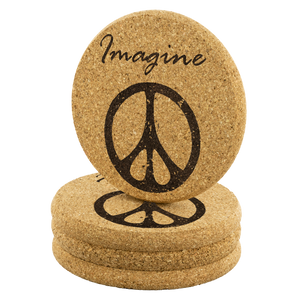 IMAGINE PEACE 4 pc Cork Coaster Set