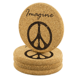 IMAGINE PEACE 4 pc Cork Coaster Set