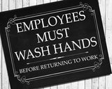 EMPLOYEES Must WASH HANDS Bathroom Business Signs 8x10 Instant Download Sign Hand Wash Reminder