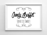 Rustic Look CANDY BUFFET 8x10 Wedding or Shower Decor Print - J & S Graphics