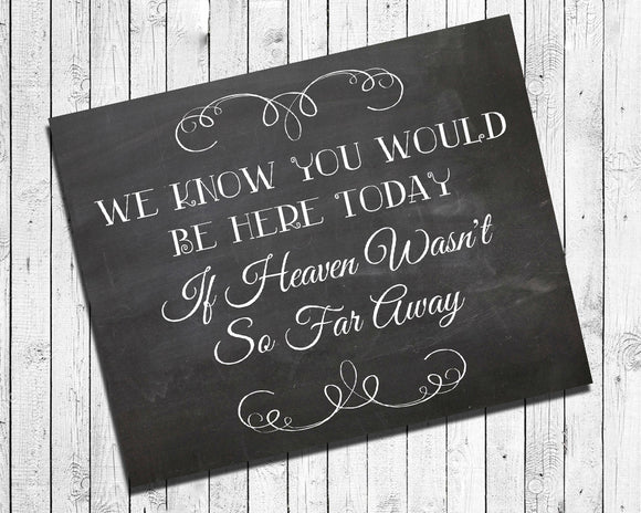 Rustic Look We Know You Would Be Here Today If Heaven Wasn't So Far Away, Instant Download 8x10 Printable - J & S Graphics