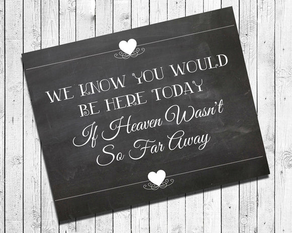 Rustic Look We Know You Would Be Here Today If Heaven Wasn't So Far Away, Instant Download 8x10 Printable - J & S Graphics