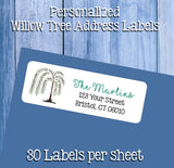 WILLOW TREE Return Address Labels, Sets of 30, Personalized Address Labels