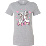 Retro White and Pink ROLLER SKATES Women's T-Shirt