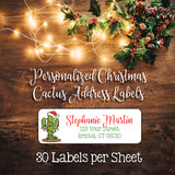 CHRISTMAS CACTUS Return Address LABELS, Personalized - J & S Graphics