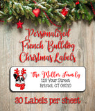 Christmas French Bulldog Return Address Labels, Personalized - J & S Graphics