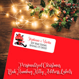 Christmas Grumpy Kitty Cats Return Address Labels, Personalized, Bah Humbug!