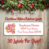 CHRISTMAS Address Labels, Family, JINGLE ALL THE WAY, Personalized - J & S Graphics