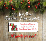 CHRISTMAS Return Address Labels, Family JOY PEACE LOVE, Personalized - J & S Graphics