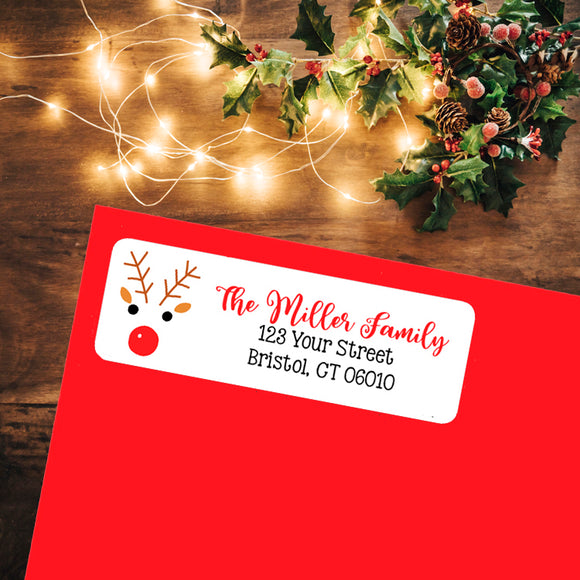 Reindeer Christmas Return Address Labels, Personalized - J & S Graphics