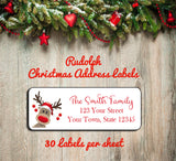 Christmas Return Address Labels Funny Rudolph the Red-Nosed Reindeer, Personalized - J & S Graphics
