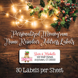 Christmas Monogram Return Address Labels Reindeer, Personalized - J & S Graphics