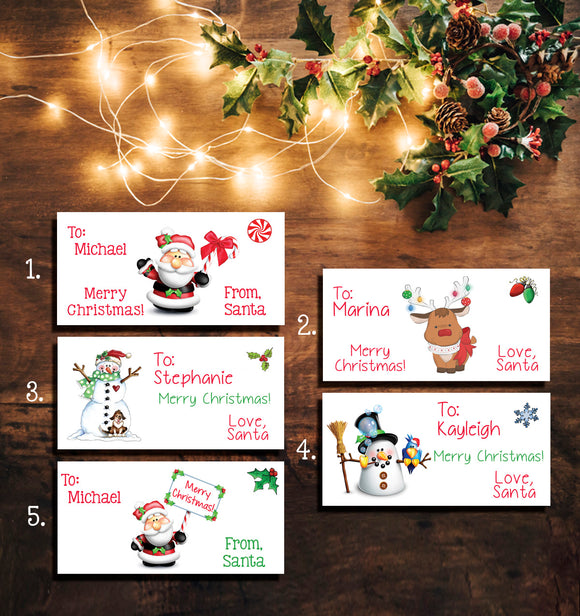 Christmas Personalized 2x4 SANTA LABELS for KIDS Gifts - Personalized Christmas Santa Gift Labels