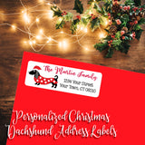 Christmas Dachshund Return Address Labels, Personalized, Christmas Gift Tags