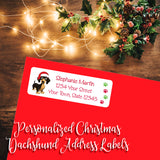 Christmas Dachshund Return Address Labels, Personalized, Christmas Gift Tags