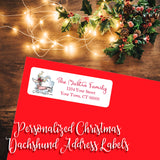 Christmas Dachshund Return Address Labels, Personalized, Christmas Gift Tags