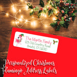Christmas Flamingos Personalized Address Labels, Return Address Card Labels