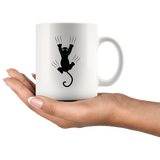 CAT HANGING ON with CLAWS 11oz COFFEE MUG - J & S Graphics